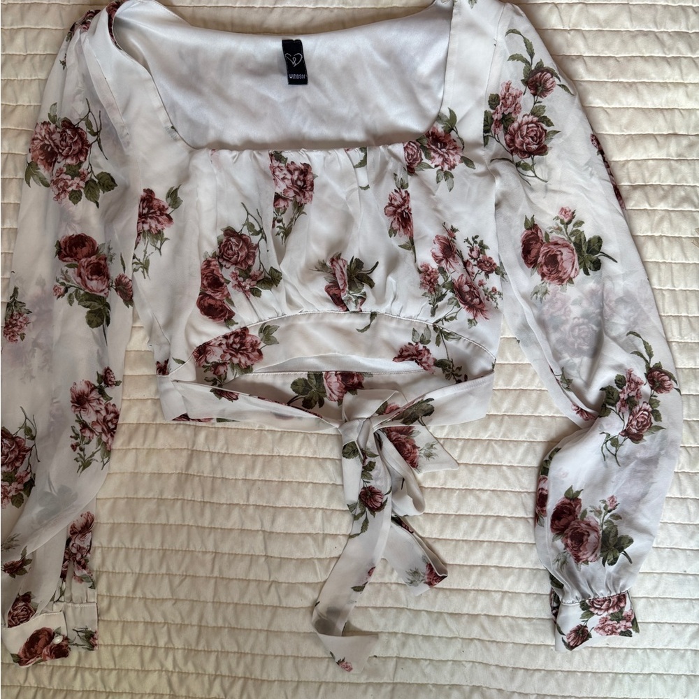Windsor Floral Blouse in White and Pink
